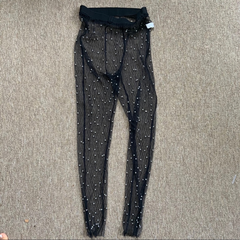 Pearl lace fishnet leggings size large